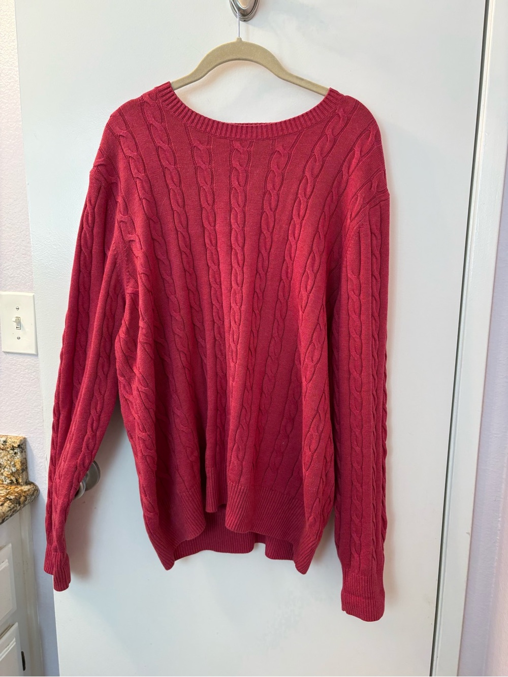 Brooks Brothers Cable Knit Crewneck Sweater in Raspberry Red/Pink Pre ❤️ Men’s L